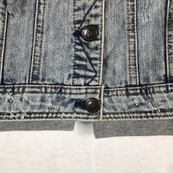Highway Jeans Girls Denim Jacket Size S Hooded Sweatshirt Button Up Casual - Picture 5 of 15